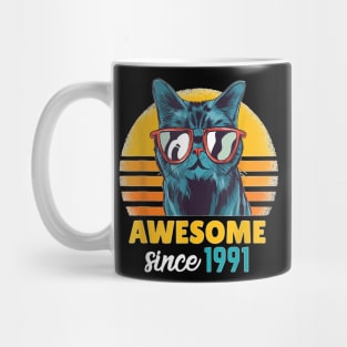 Awesome Since 1991   Funny Cat Lover 32Th Birthday Gift Mug